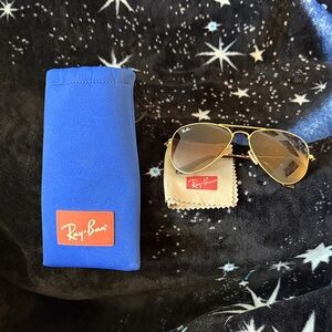 Kids Ray-Ban Gold Frame Aviators with Blue Case